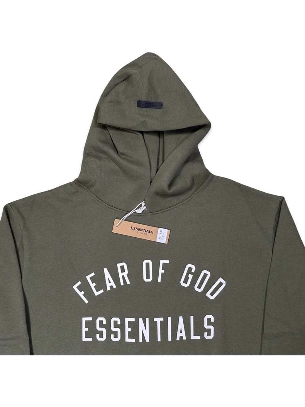Fear Of God Essentials Hunter Green Fleece Pullover Spellout Hoodie Sweatshirt